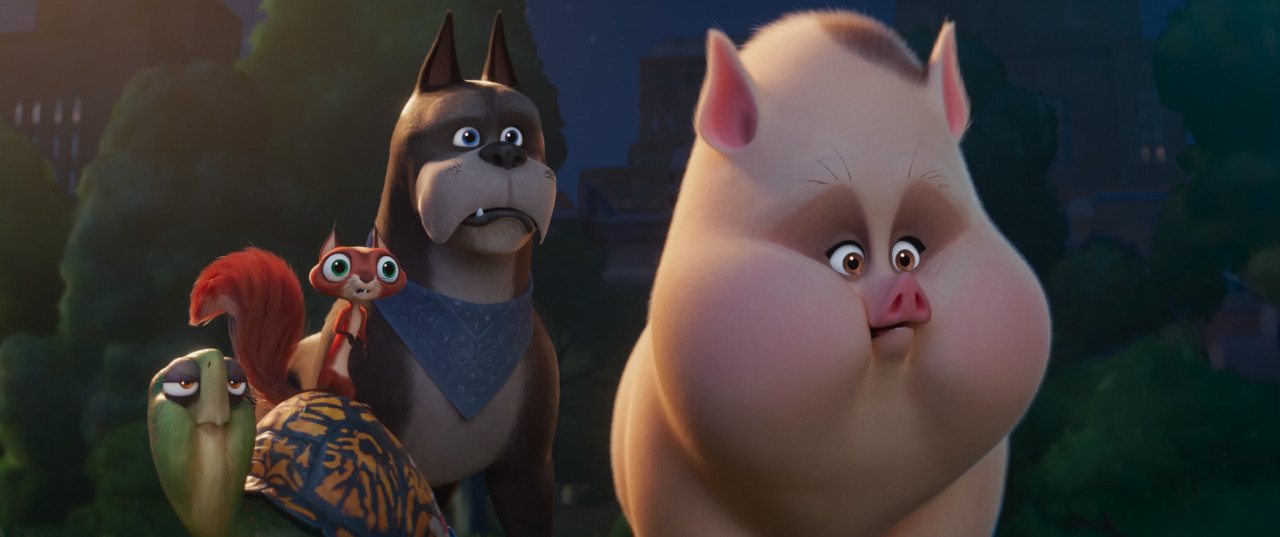 Every hero has a team Merton the tortoise (Natasha Lyonne), Chip the squirrel (Diego Luna), Ace the dog (Kevin Hart), and PB the pig (Vanessa Bayer). – Pic courtesy of Warner Bros