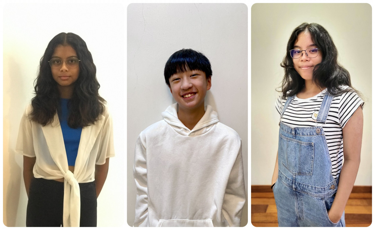 (L-R) Shashini Vijaya Kumar, Lim Xi, and Natasha Lynn Amran, three of the authors featured in the collection. – Pics courtesy of Junior Writers Programme
