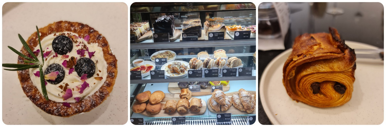 (L-R) The Ombak Rindu’, just some of the snacks and desserts on offer at Sudo Brew, and a ‘Pain Nau Chocolate’. – Picture by Zaidatul Syreen Abdul Rashid 
