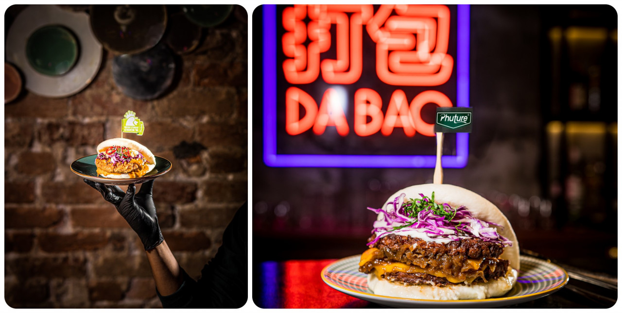 The Spicy ‘Chicken’ Bao Phuture (L) and the Cheese-bao-ger (R). – Pic courtesy of Mutant