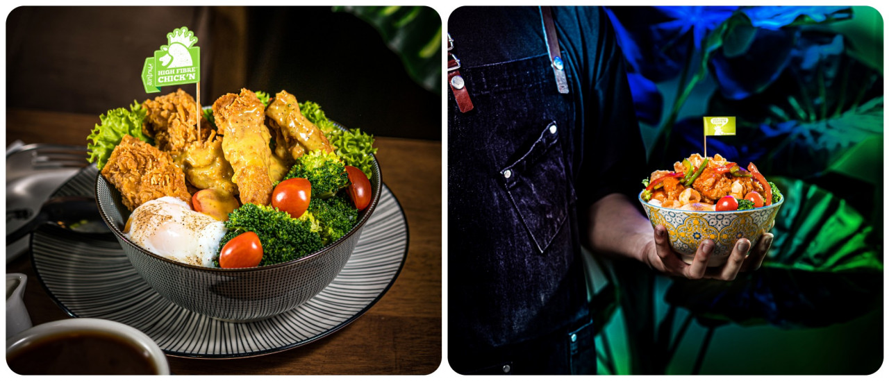 Salted Egg & Butter Milk Bowl (L) and Longan Sweet & Sour ‘Chicken’ Rice Bowl (R). – Pic courtesy of Mutant