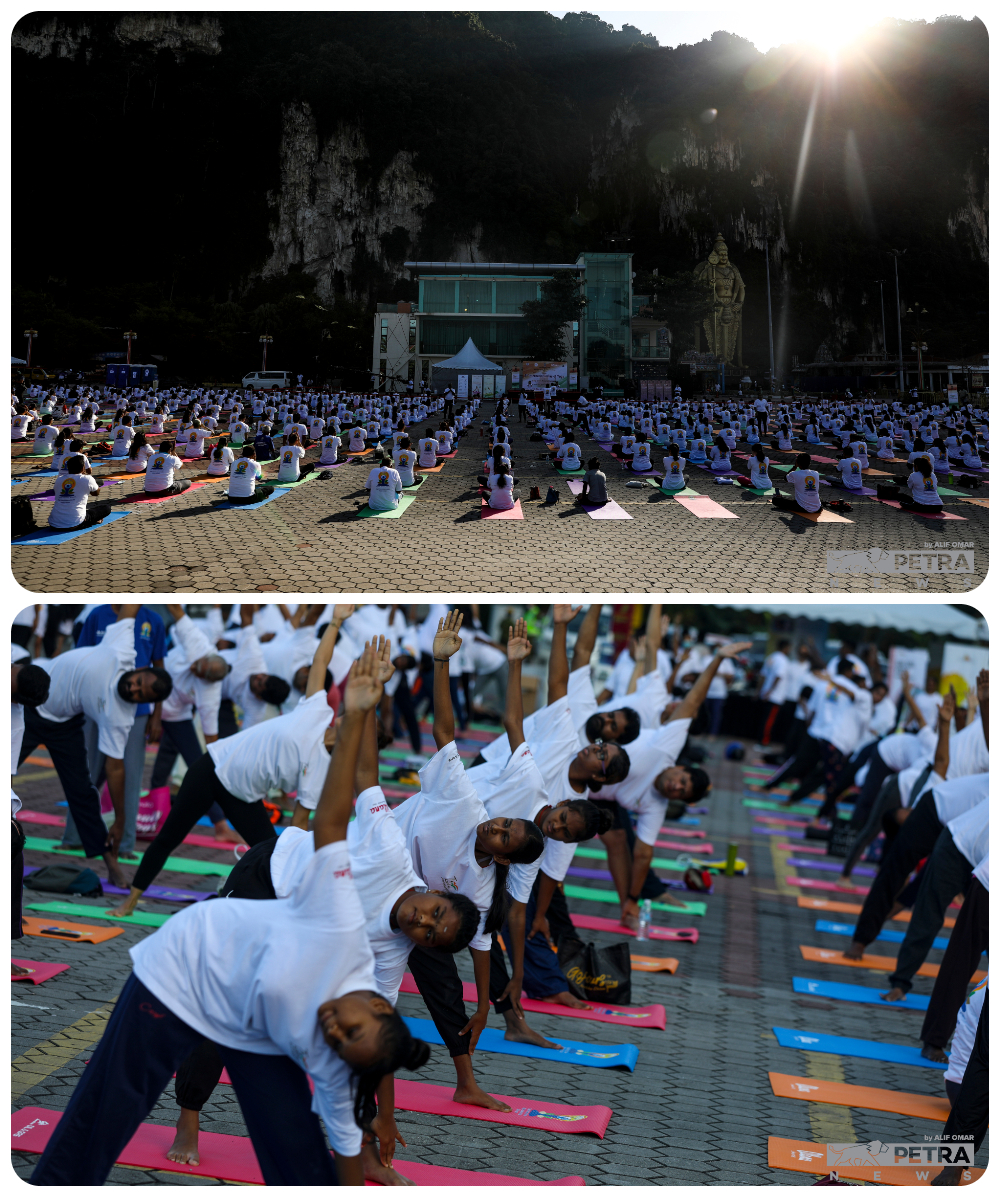 High Commission of India in Kuala Lumpur hosted a yoga gathering in Batu Caves this morning to commemorate International Day of Yoga. More than 800 people attended. – The Vibes/Alif Omar pi