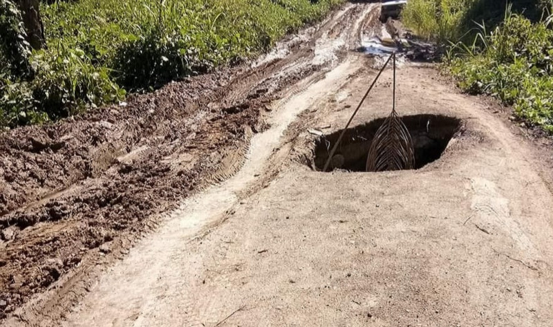 Large sinkholes appear in rural Marudi as weather worsens