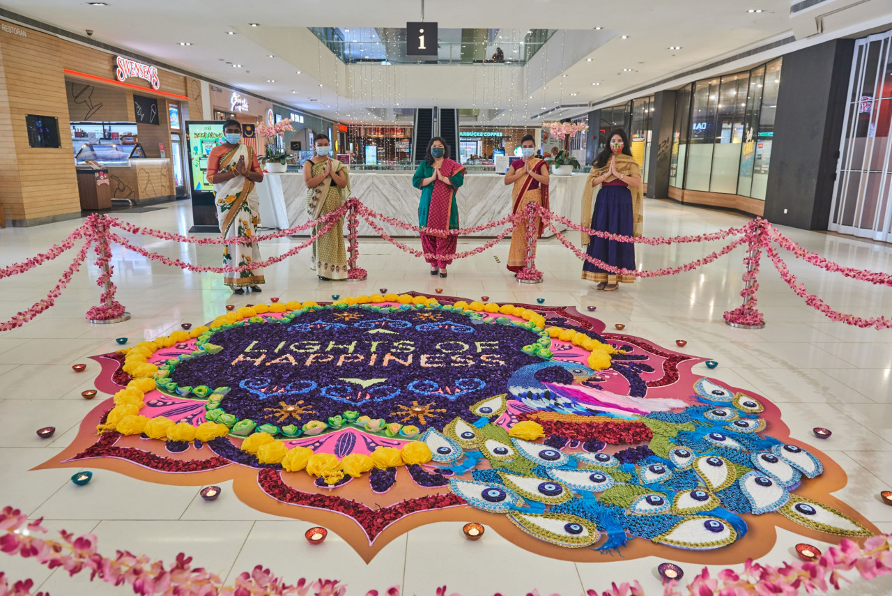 The colourful peacock kolam is made from a combination of arts and crafts supplies and repurposed materials. - Pic courtesy of Pavilion REIT