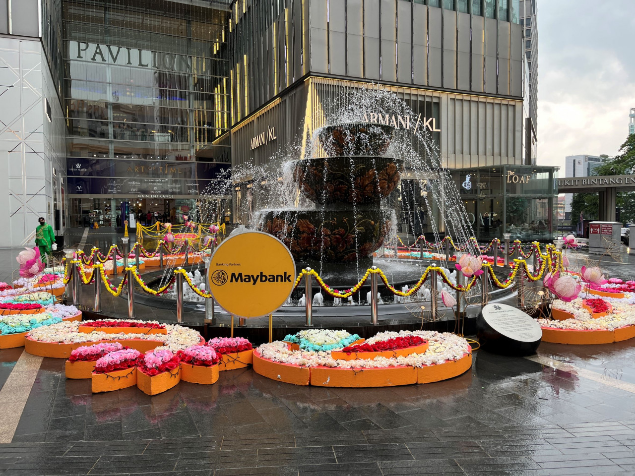 The Crystal Fountain has been adorned with a giant lotus flower kolam. – Pic by Haikal Fernandez