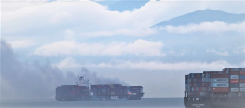 Cargo ship on fire, spewing toxic gas off Canada’s Pacific coast