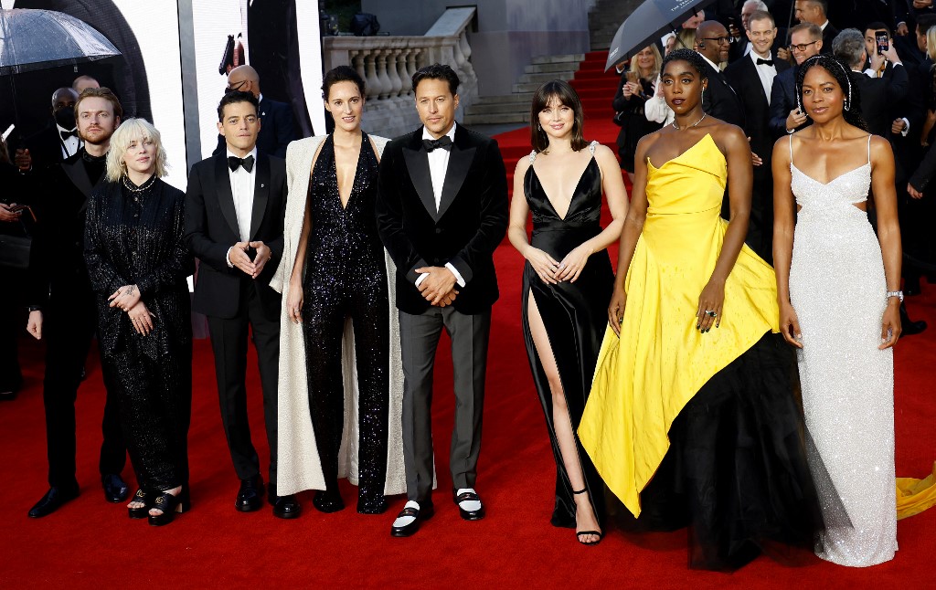 (From left) US singer-songwriter Finneas O'Connell, US singer-songwriter Billie Eilish, US actor Rami Malek, screenwriter Phoebe Waller-Bridge, US film director Cary Joji Fukunaga, Cuban actor Ana de Armas, English actor Lashana Lynch and English actor Naomie Harris on the red carpet after arriving to attend the World Premiere of the James Bond 007 film 'No Time to Die'. – AFP pic