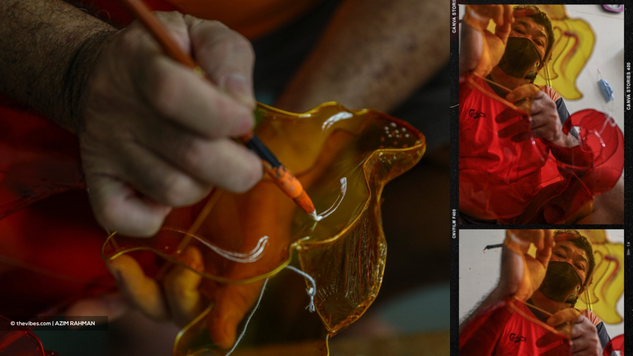 Swee Ching hand-painting the lanterns. – AZIM RAHMAN/The Vibes pic