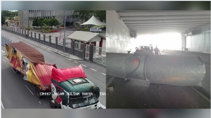 Semarak Tunnel ventilation structure crashes on lorry
