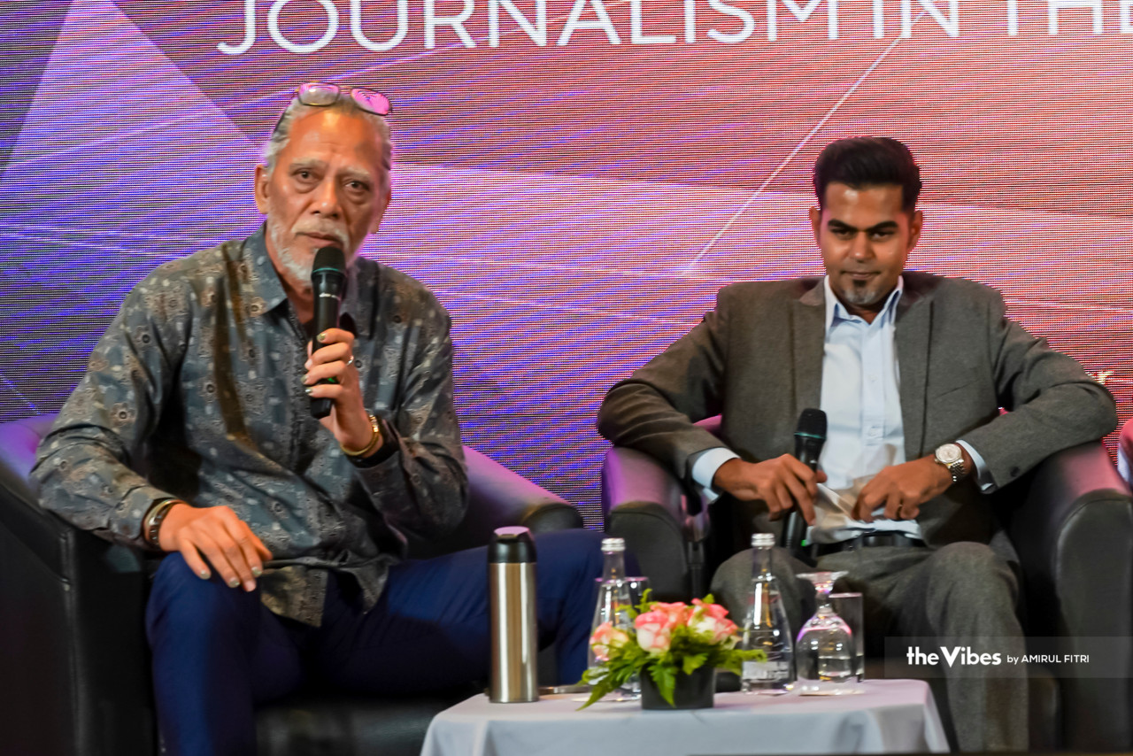 National Press Club president Datuk Ahirudin Attan (left) speaks at a media forum organised for Hawana 2023 at Ipoh’s Hotel Casuarina. – AZIM RAHMAN/The Vibes pic, May 30, 2023
