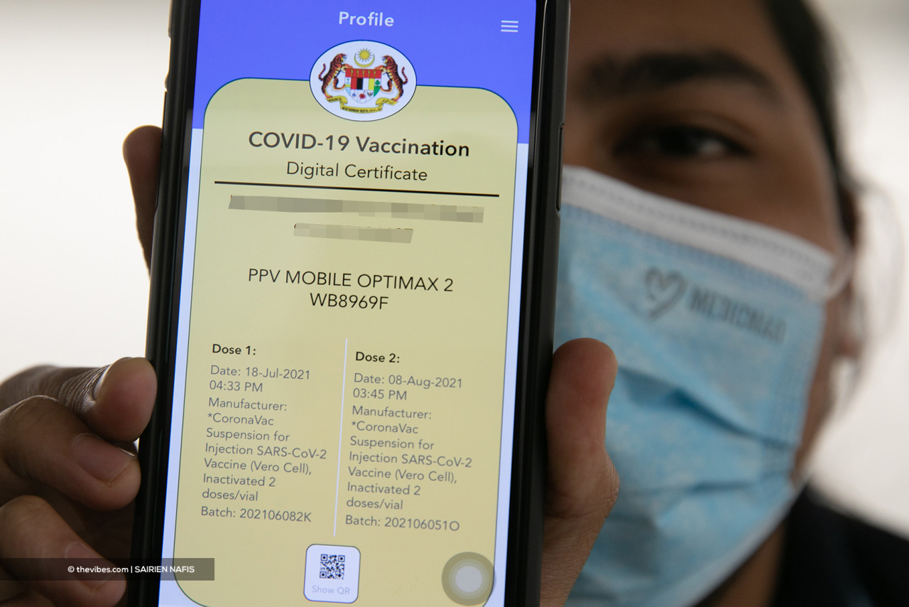 Vaccination certificates are not the same as immunity passports and should not be used as a reason to ease curbs. – The Vibes file pic, August 11, 2021