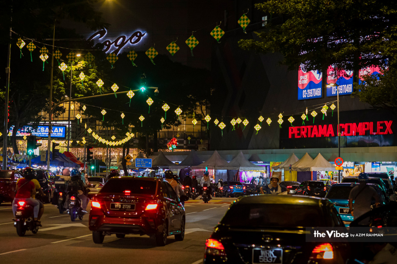The city, decorated with vibrant lights, brings cheer to those on their balik kampung journey. – AZIM RAHMAN/The Vibes pic, April 20, 2023