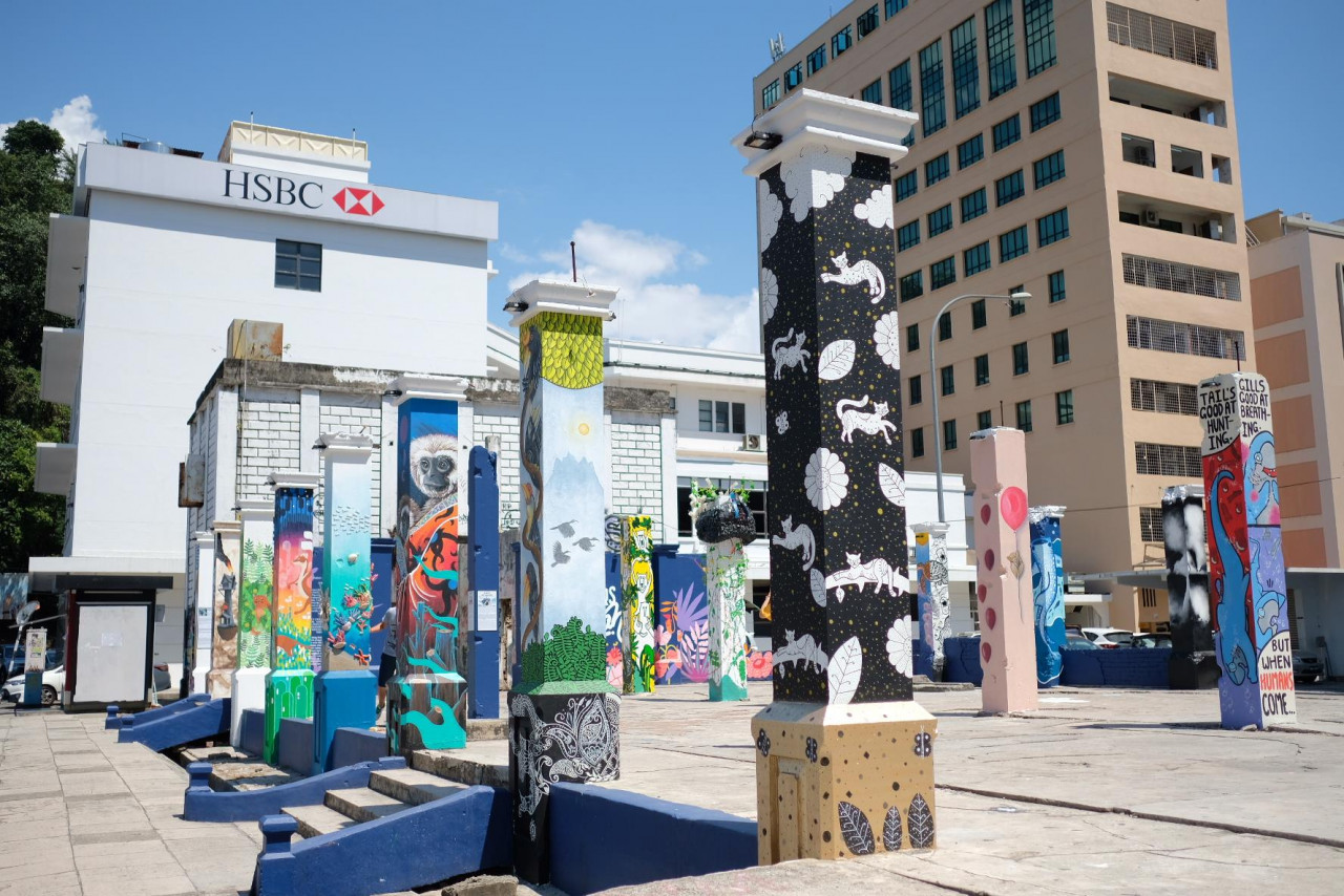 Beautiful artworks done by local artists from community street art project Pillars of Sabah. – Facebook pic, April 19, 2021