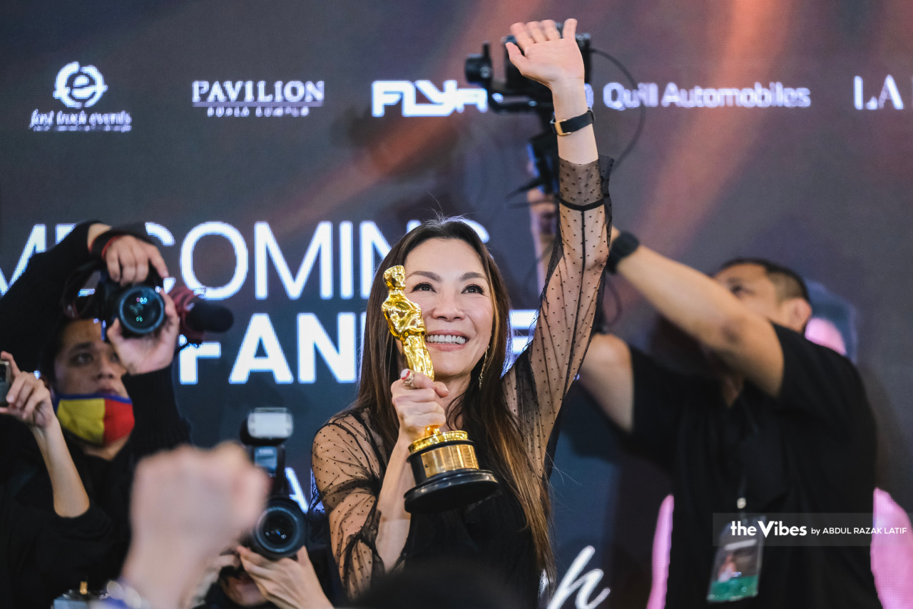 Tan Sri Michelle Yeoh, whose career began in Hong Kong before she rose to fame in Hollywood, says she is considering taking on new challenges in her career, such as becoming a producer, but reiterated that she has no interest in directing. – ABDUL RAZAK LATIF/The Vibes pic, April 18, 2023