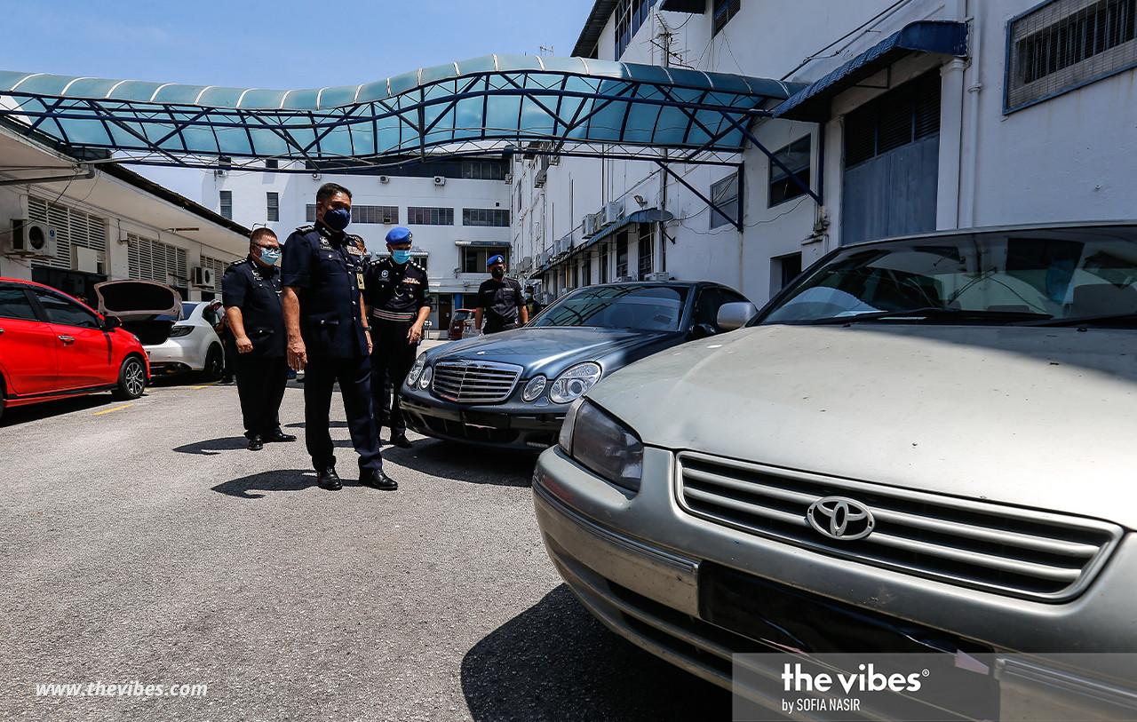 Some of vehicles seized by Penang police in connection with the RM9.49 mil drugs haul last week. – SOFIA NASIR/The Vibes pic, February 22, 2021