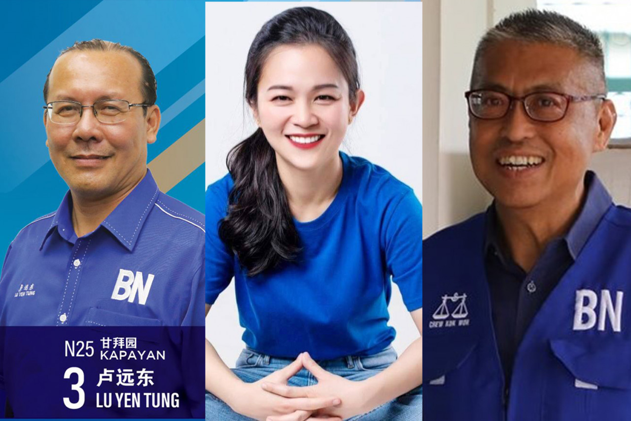 (from left) Sabah MCA chief Lu Yen Tung, Dr Chang Kee Ying from Likas constituency, and Datuk Chew Kok Woh from Karamunting were the party’s election candidates for their respective constituencies in the state polls held in September last year. – Facebook pic, March 20, 2021