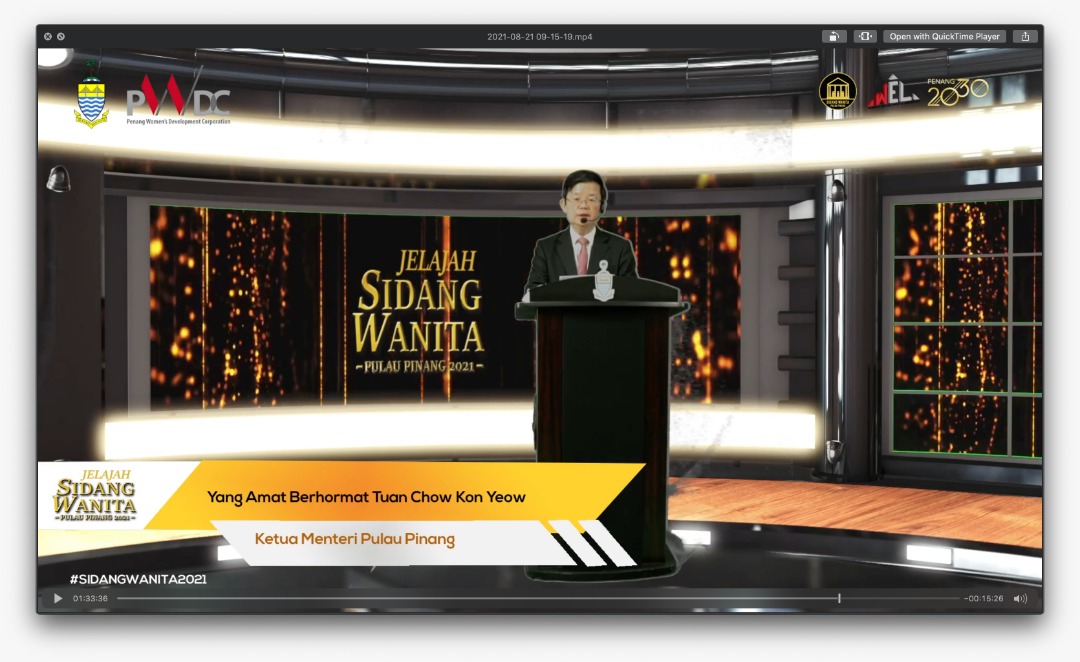 Chief Minister Chow Kon Yeow says Negri Sembilan will use the Penang Women’s Conference model, having launched the Negri Sembilan Women’s Conference. – Screen grab, August 22, 2021