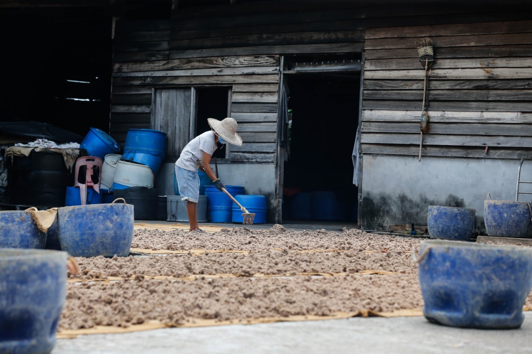 A worker at the belacan factory ordered to close by the Penang Health Department. – SOFIA NASIR/The Vibes pic, October 20, 2021