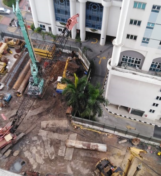 An aerial view of the 1,208sqm construction site sandwiched between two condominium buildings. – AMAR SHAH MOHSEN/The Vibes pic, January 29, 2022