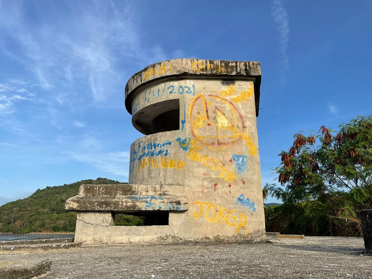 A view of the vandalised pillbox in Permatang Damar Laut, Penang, before it was cleaned. – Pic courtesy of Generasi Penang and Peka, February 8, 2022