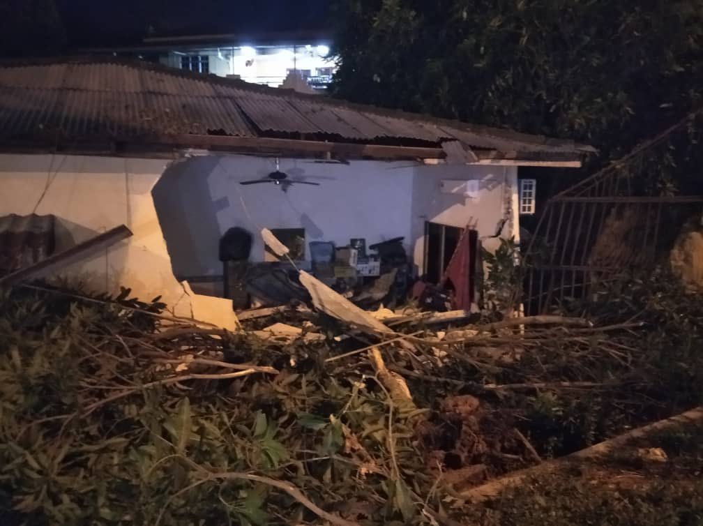 The extensive damage incurred by the house due to the accident. – Seremban district police headquarters pic, July 17, 2022