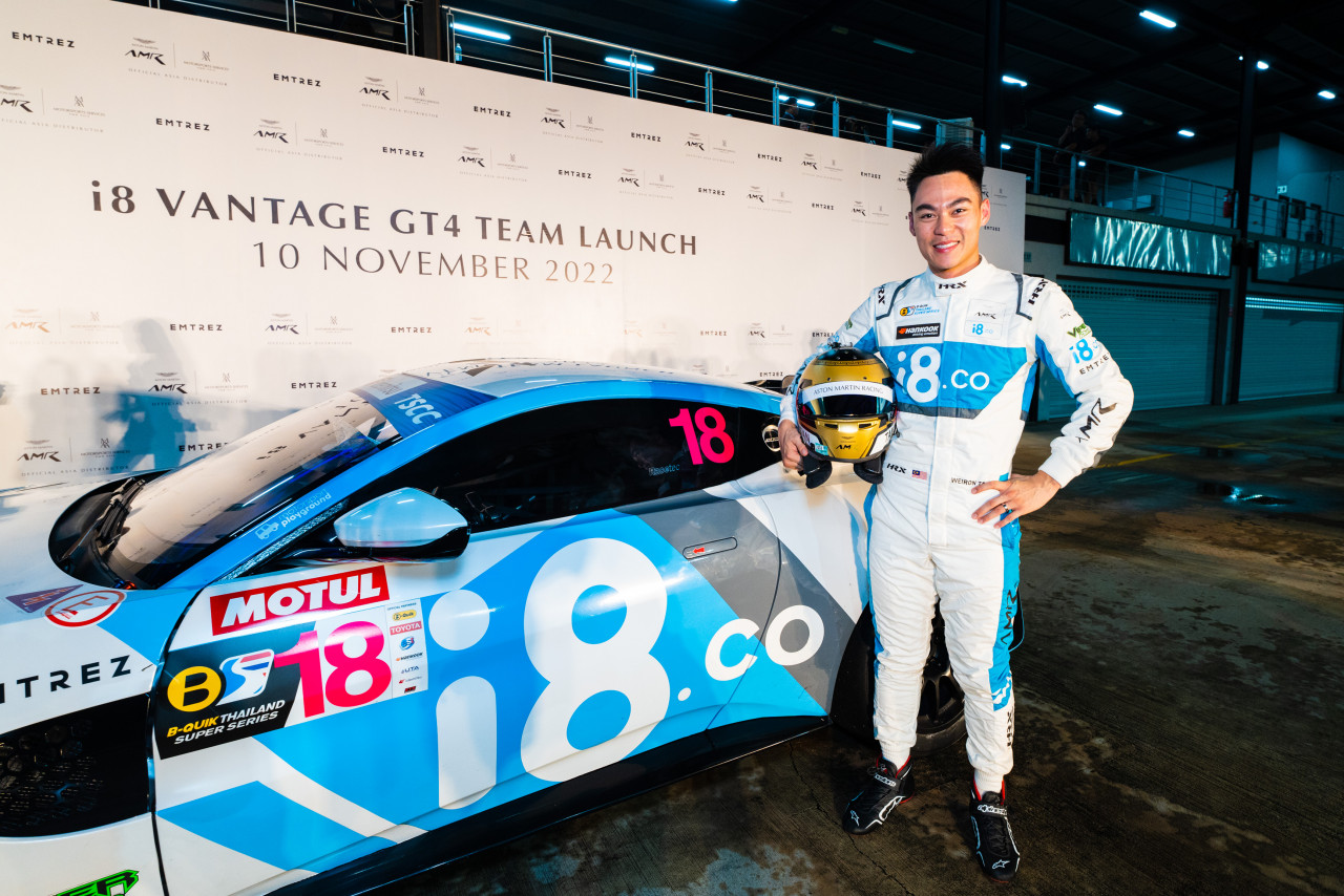 Aston Martin Racing Asia team principal, Weiron Tan, poses with the team’s i8 Vantage GT4 at Sepang International Circuit. – Pic courtesy of Aston Martin Racing Asia, November 30, 2022