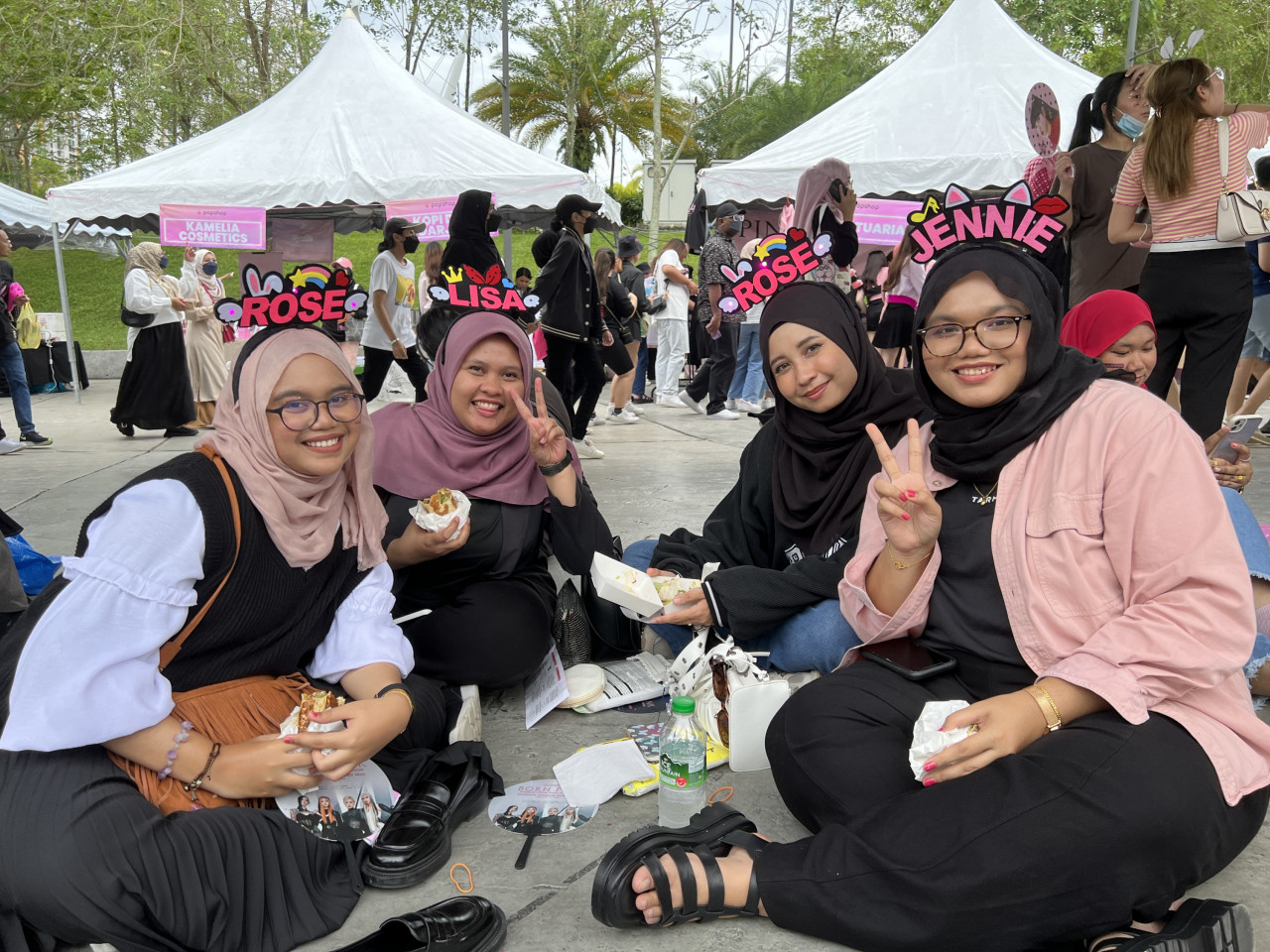 Universiti Teknologi Petronas graduates (from left) Mai, Maizatul, Adzlin, and Syakira are pictured at Bukit Jalil National Stadium for tonight’s Blackpink concert. – ADAM AYZZAT/The Vibes pic, March 4, 2023