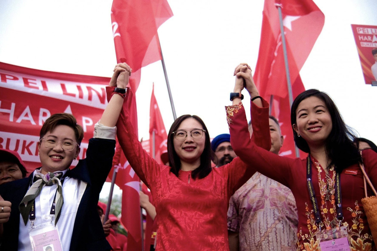 Pakatan Harapan’s candidates for the three Damansara seats, (from left) Pua Pei Ling, Jamaliah Jamaluddin, and Lim Yi Wei, appear have to have the social media edge over their rivals in next week’s Selangor election. – Jamaliah Jamaluddin Facebook pic, August 2, 2023