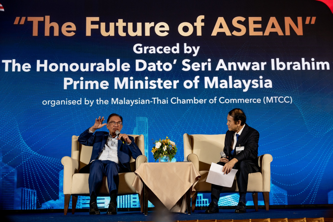 Prime Minister Datuk Seri Anwar Ibrahim speaks at the Future of Asia forum in Bangkok on February 10 during his official trip to Thailand. Datuk Armizan Mohd Ali (pic) says ministers’ official trips abroad allowed ‘the leaders of countries to exchange views and strengthen bilateral cooperation’. – Bernama pic, May 23, 2023