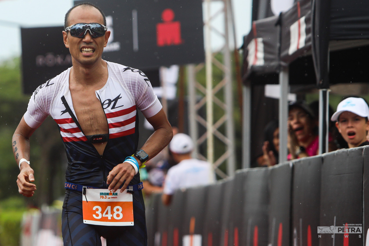 Teh Kuok Yuen, who becomes the first Malaysian contender to cross the finish line, says this is the toughest by far despite having gone through several Half Ironmans before this. – SAIRIEN NAFIS/The Vibes pic, July 24, 2022