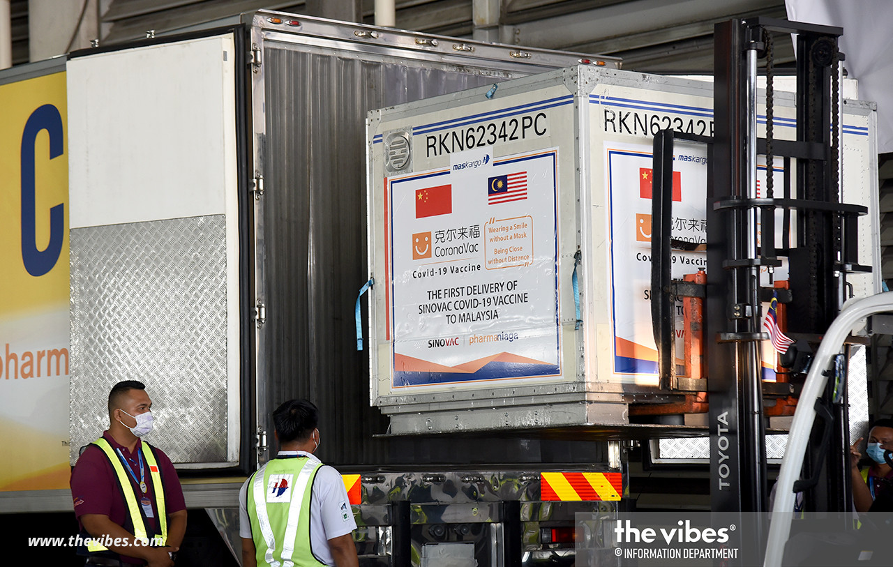 The first batch of 200 litres CoronaVac arrived in Malaysia on February 27. – Information Department pic, March 15, 2021