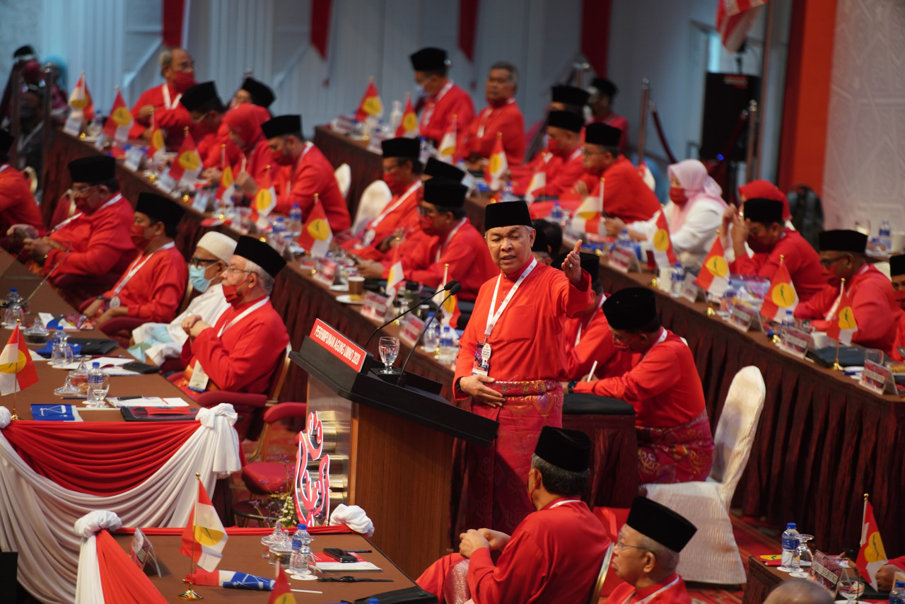 The Umno president in his speech today reminded all party members to close ranks. – Umno Online pic, March 28, 2021