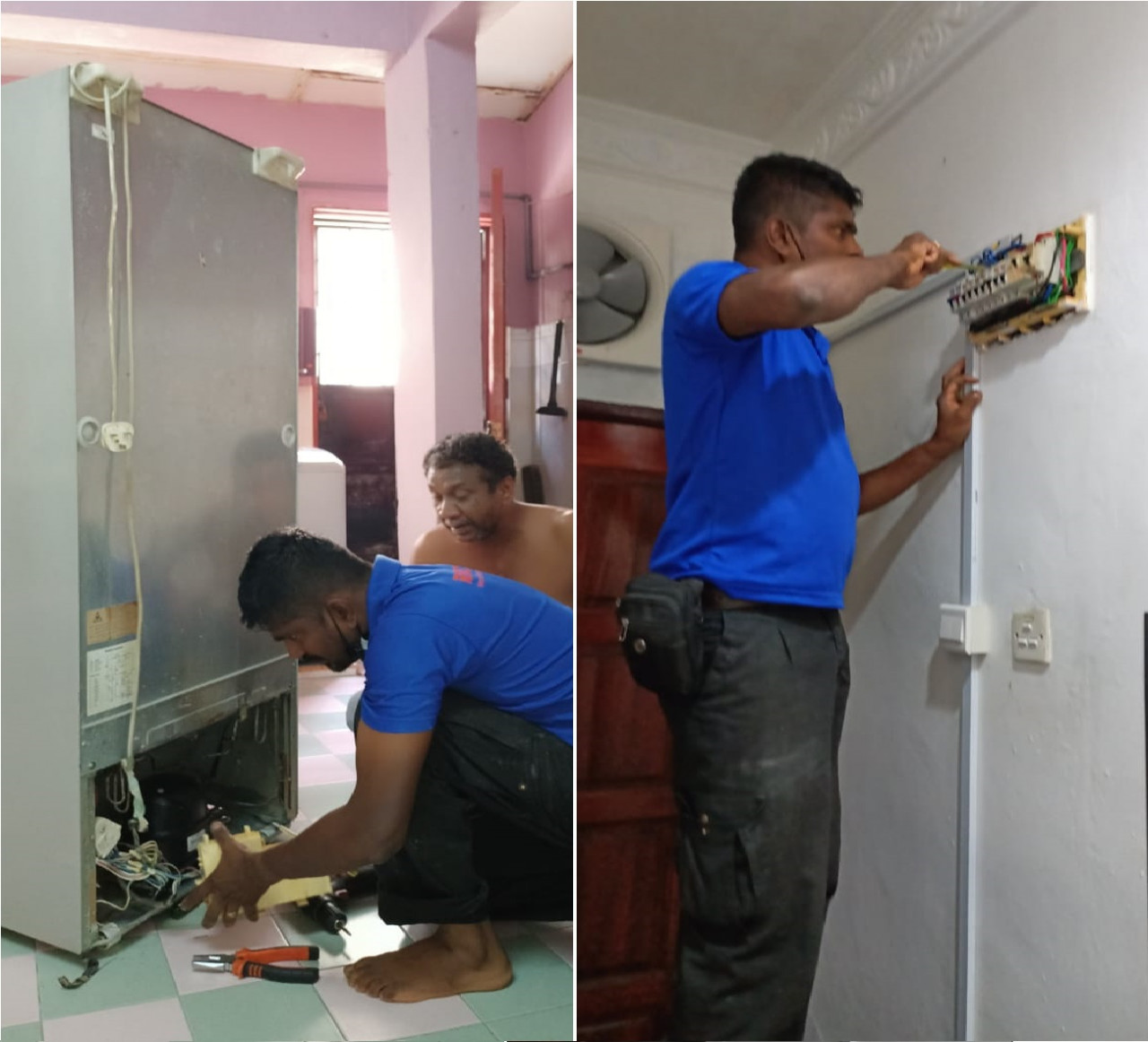 P. Puvaneswaran visits between 15 to 20 houses a day, offering free electrical repairs and wiring services to the flood victims in need. – Pics courtesy of P. Puvaneswaran, December 29, 2021