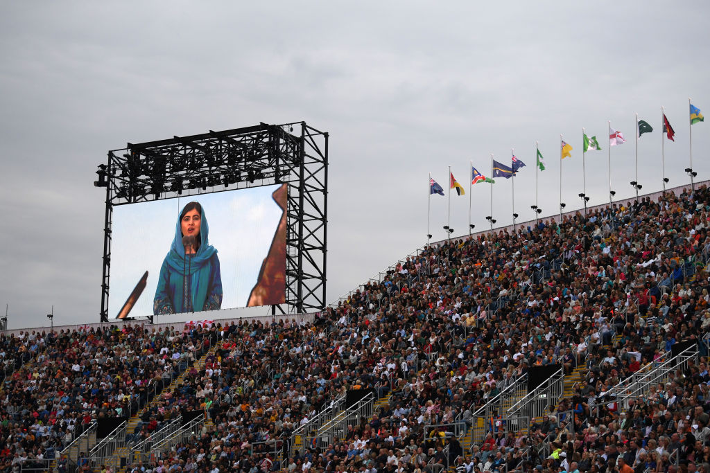 Pakistani activist for female education and 2014 Nobel Peace Prize laureate Malala Yousafzai makes a surprise cameo as she delivers a powerful speech, sharing her hopes on women’s participation in every society. – @birminghamcg22 Twitter pic, July 29, 2022