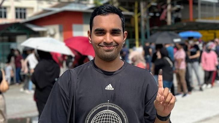 Shah Alam first-time voter, Ashwin, 25, is elated to finally be able to exercise his right, after being merely a few months too young to vote in the last general election. – ADAM AYZZAT/The Vibes pic, November 19, 2022