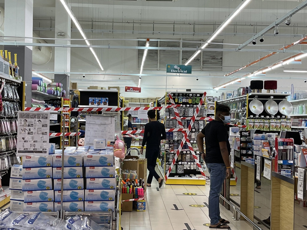 The household items section at a supermarket seen cordoned off. With everyone staying at home, why are these items considered non-essential? – The Vibes pic, June 7, 2021