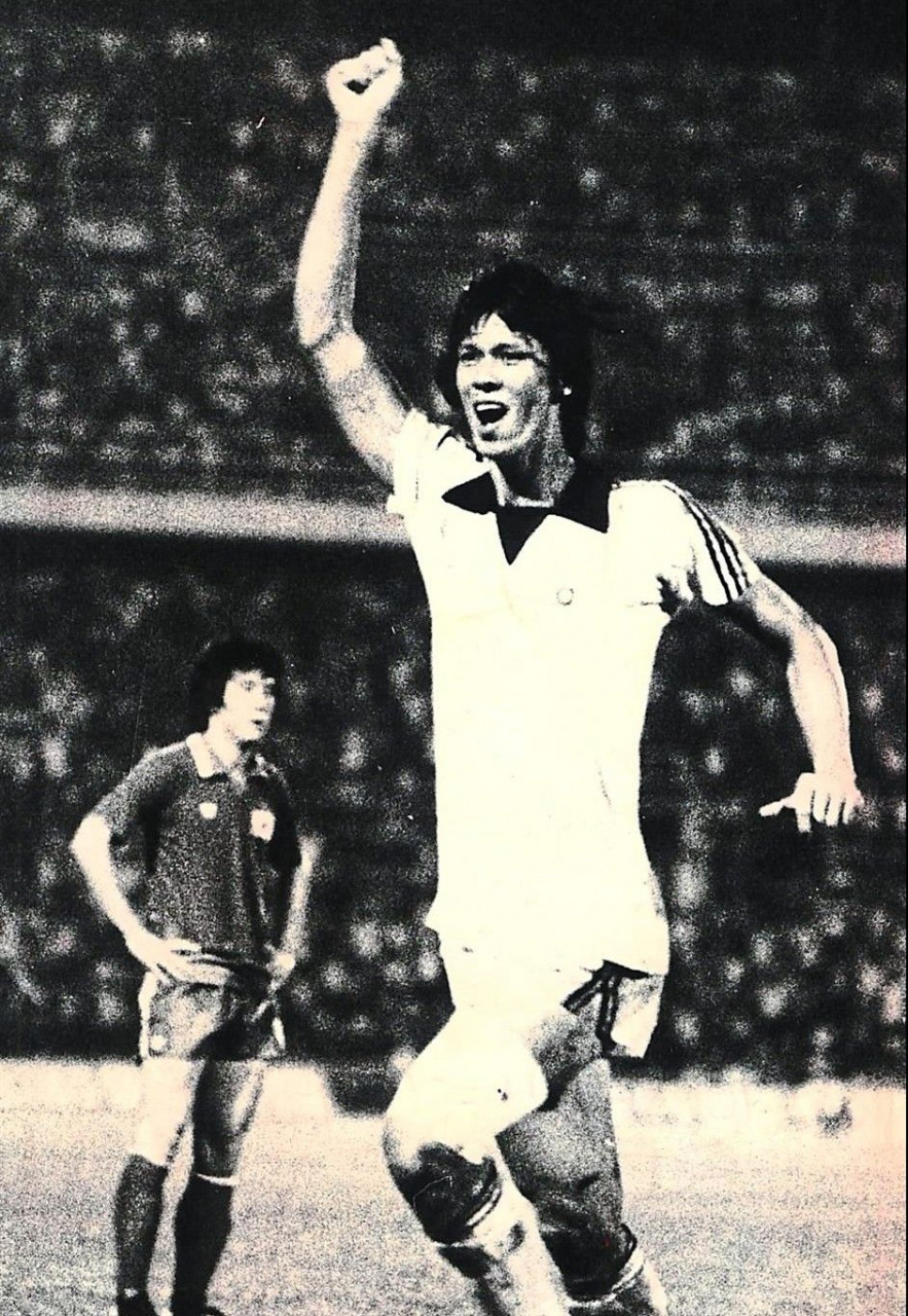 James Wong celebrates his goal after scoring against the South Koreans at Stadium Merdeka. – File pic, August 28, 2021