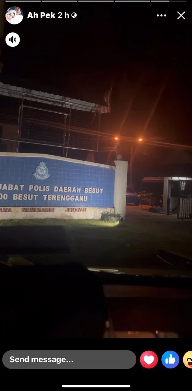 Ah Pek was seen visiting the Besut District police headquarters, believed to be making a report. – Facebook pic, October 3, 2023