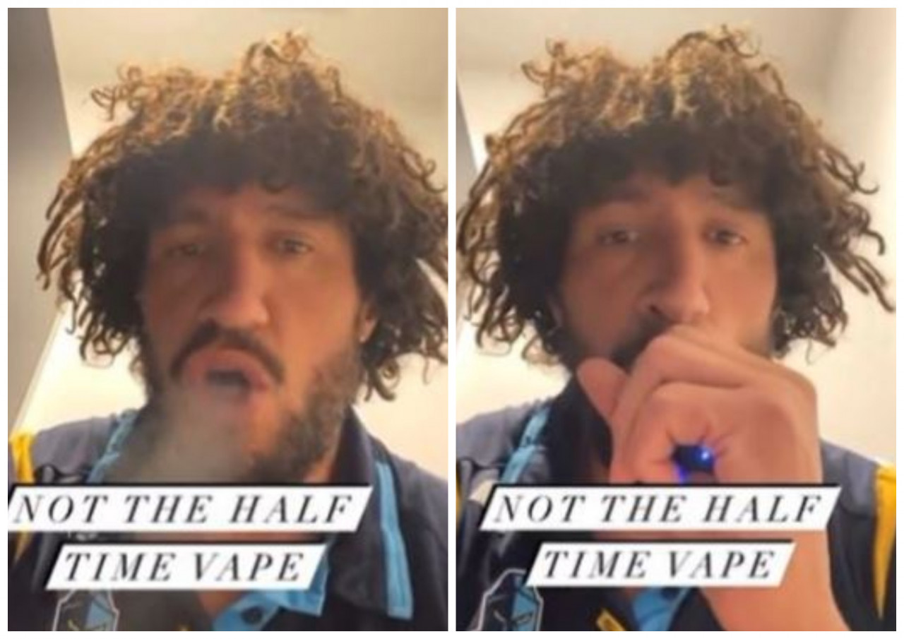 Kevin Proctor is in hot water after allegedly vaping in the sheds at half-time during the Titans’ loss on Sunday to Canterbury Bulldogs. – @FOXNRL Twitter pic, July 25, 2022