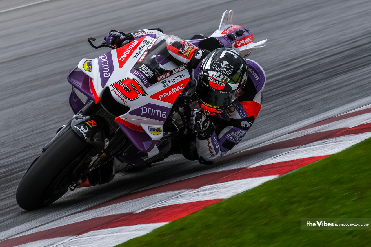 : Johann Zarco of France on Prima Pramac Racing’s 2023 bike. The testing session saw many teams test out new aero kits ahead of the next testing session in Portugal. – ABDUL RAZAK LATIF/The Vibes pic, February 16, 2023
