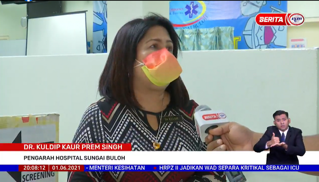 Sg Buloh Hospital director Dr Kuldip Kaur Prem Singh urging Malaysians to help flatten the Covid-19 curve by staying at home. – Screen grab, June 2, 2021