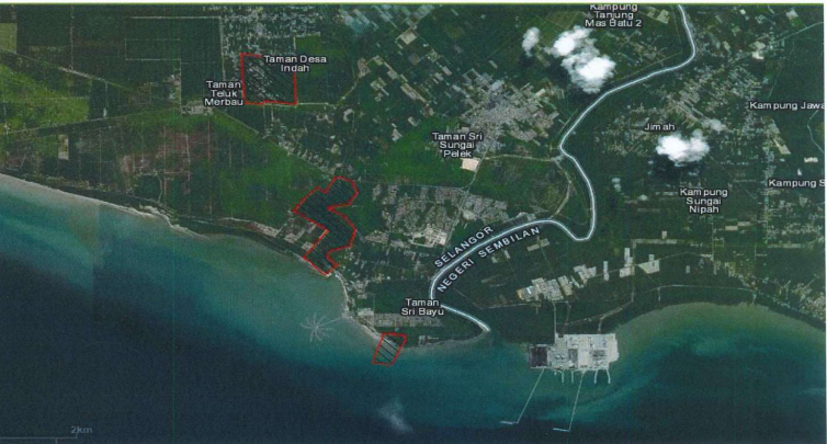 A screen grab from the court affidavit. The red lines show denote areas claimed by the Mah Meri Orang Asli as native customary land. – Screen grab pic, July 29, 2021