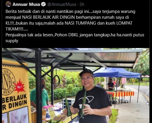 A screenshot of Tan Sri Annuar Musa’s tweet, which has since been removed. – Screen grab, August 19, 2021