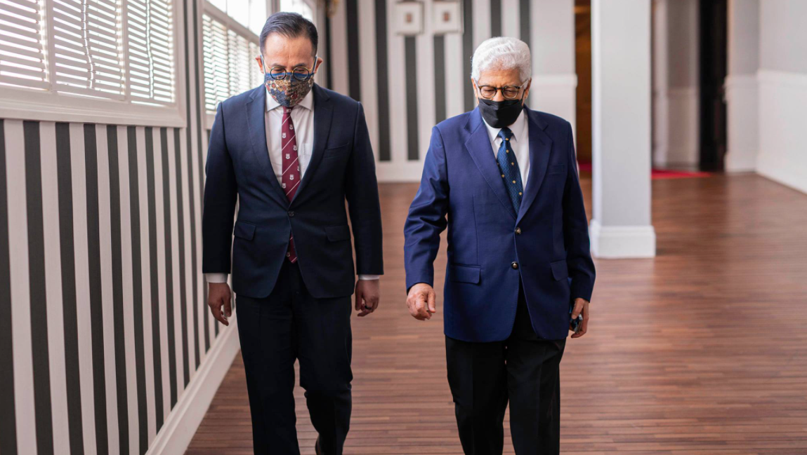 Bukit Mertajam MP Steven Sim (left) with Yang di-Pertua Negri Tun Ahmad Fuzi Abdul Razak today. – Steven Sim Facebook pic, July 8, 2021