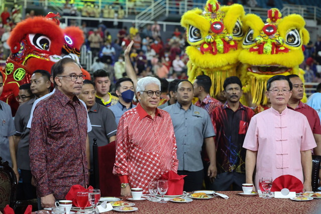 In his speech, Datuk Seri Anwar Ibrahim (left) says that it is meaningless to enjoy wealth when there are sections of the communities left in an abject condition. – Bernama pic, January 23, 2023