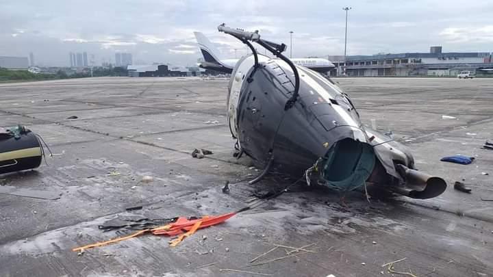 The debris from the incident today, which was the Klnag Valley’s fourth helicopter crash in under half a year. – Fire and Rescue Department pic, March 24, 2021