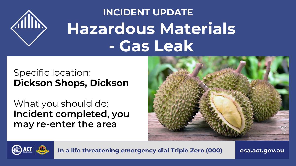 An incident update posted by emergency services shortly after the incident in Canberra. – ACT Emergency Services Facebook pic, October 15, 2021
