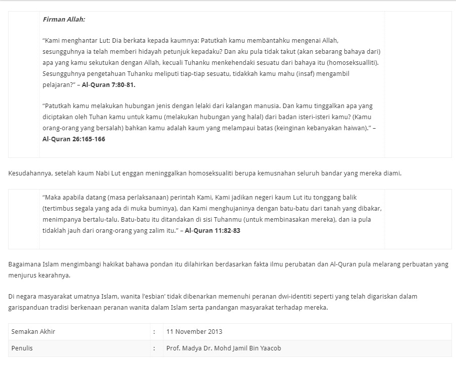 Quranic verses used to support the argument of the 2013 article about same-sex women couples on the Health Ministry portal, MyHealth. – The Vibes pic, April 14, 2021