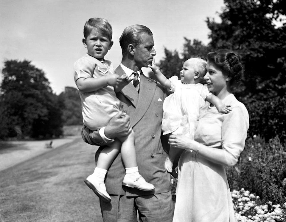 Prince Philip with his wife, Queen Elizabeth II, son Charles and daughter Anne in 1951. – AFP pic, April 10, 2021