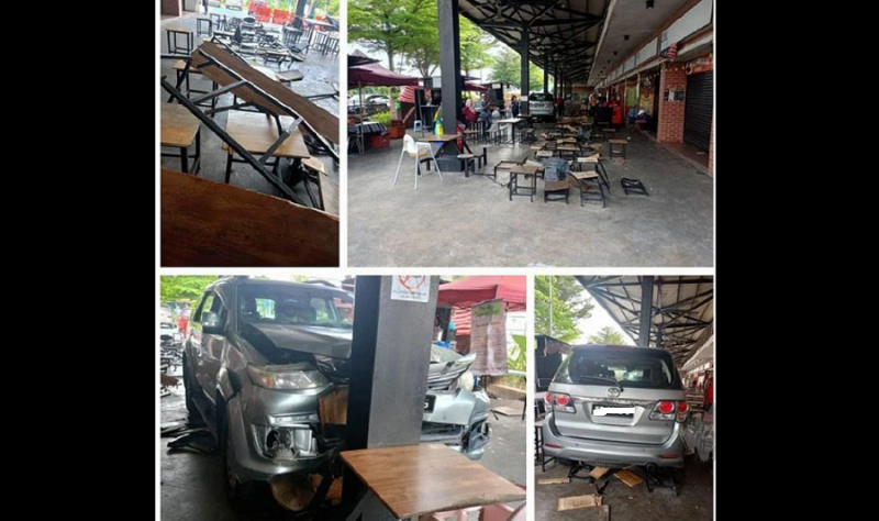 Driver crashes into food court after pressing accelerator by mistake